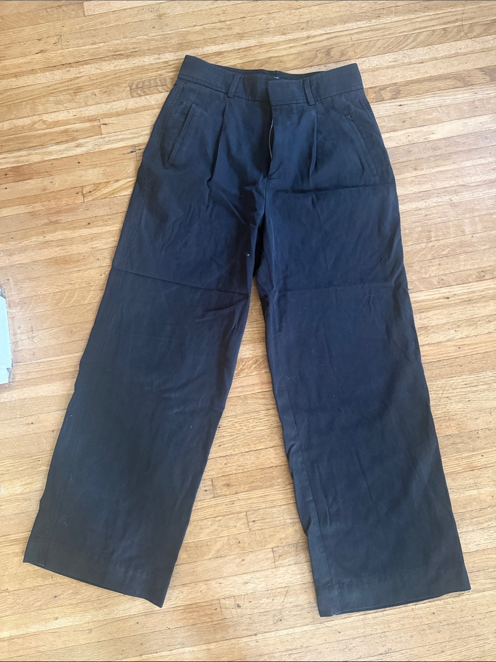 Everlane Black Draper Pleated Pant in Buttersmooth, 30” Inseam, Size 6